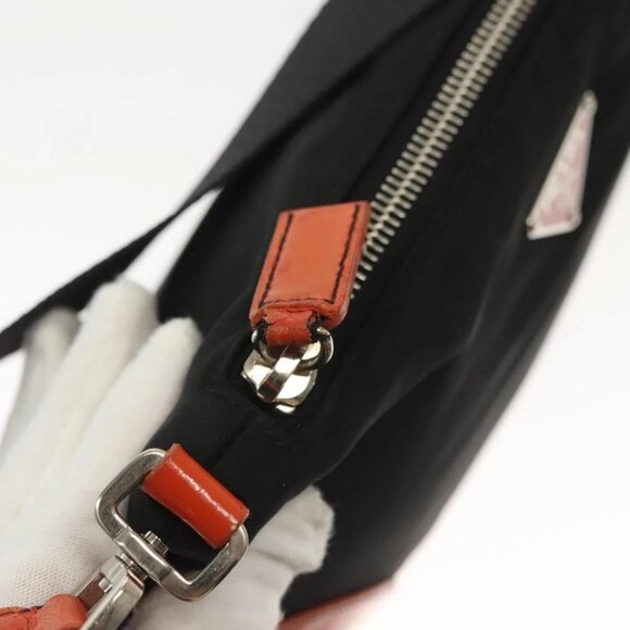 PRADA Shoulder Bag Nylon Leather Black Silver Auth 137443 - Picture 10 of 16